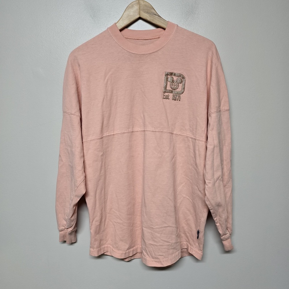Disney Spirit Jersey Top Womens Extra‎ Small Walt Disney World Pink Glitter Puff